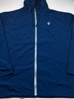 Maserati Full-Zip Lightweight 3XL Blue Windbreaker Hooded Jacket
